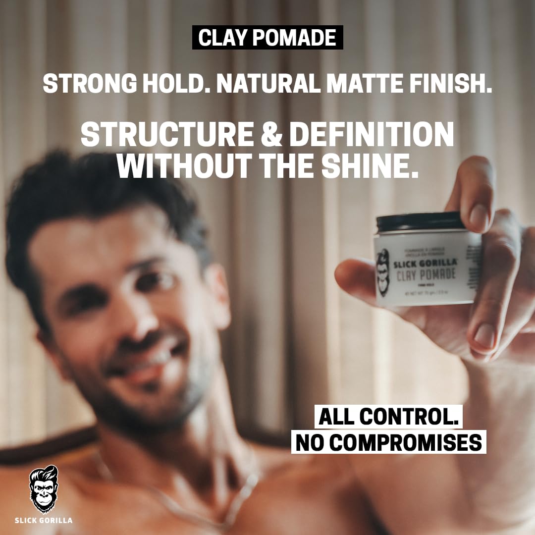 Slick Gorilla no-flakes styling portrait highlights clean, non-greasy finish.
