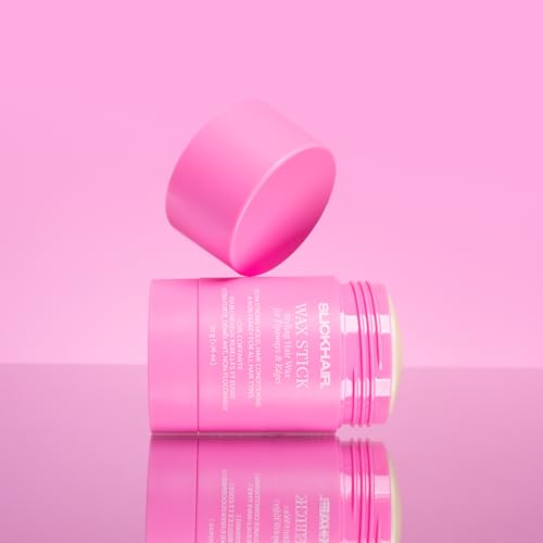 Slick Hair Co wax stick applied to flyaways shows precise control.