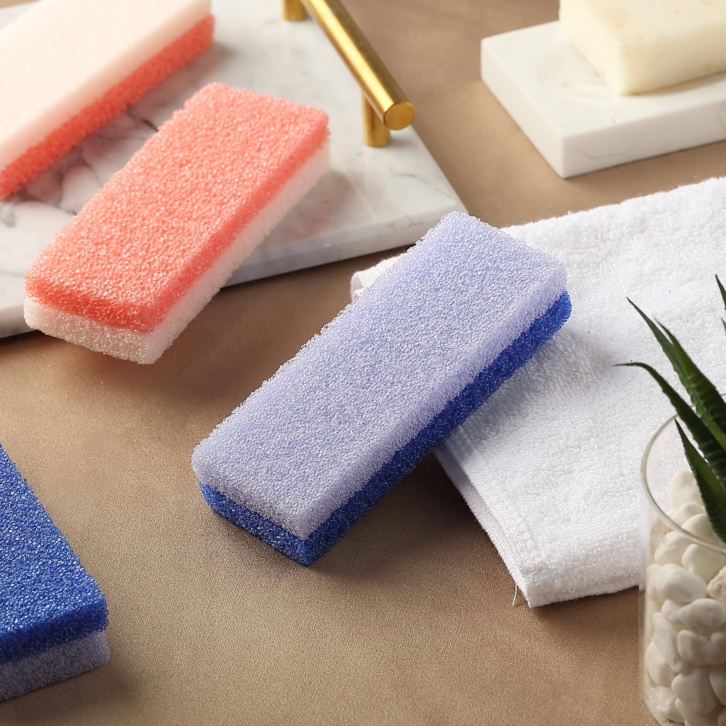 Slick Solutions pumice-stone porous-exfoliation reveals softer feet after routine use