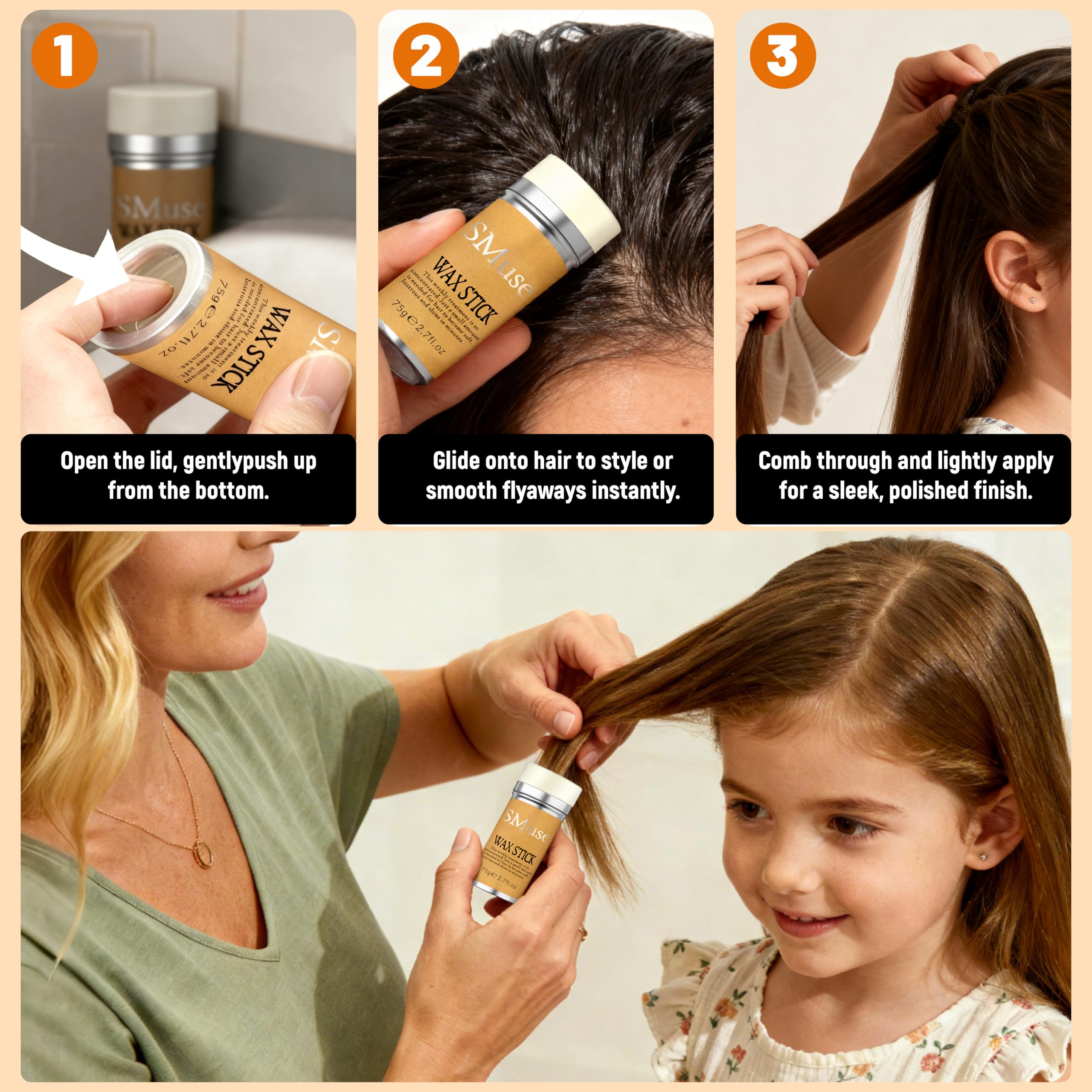 SlickMuse Hair Wax Stick fragrance-free close-up for sensitive use