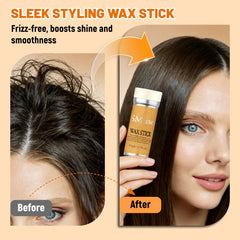 SlickMuse Hair Wax Stick on hair illustrating a non-greasy, residue-free hold