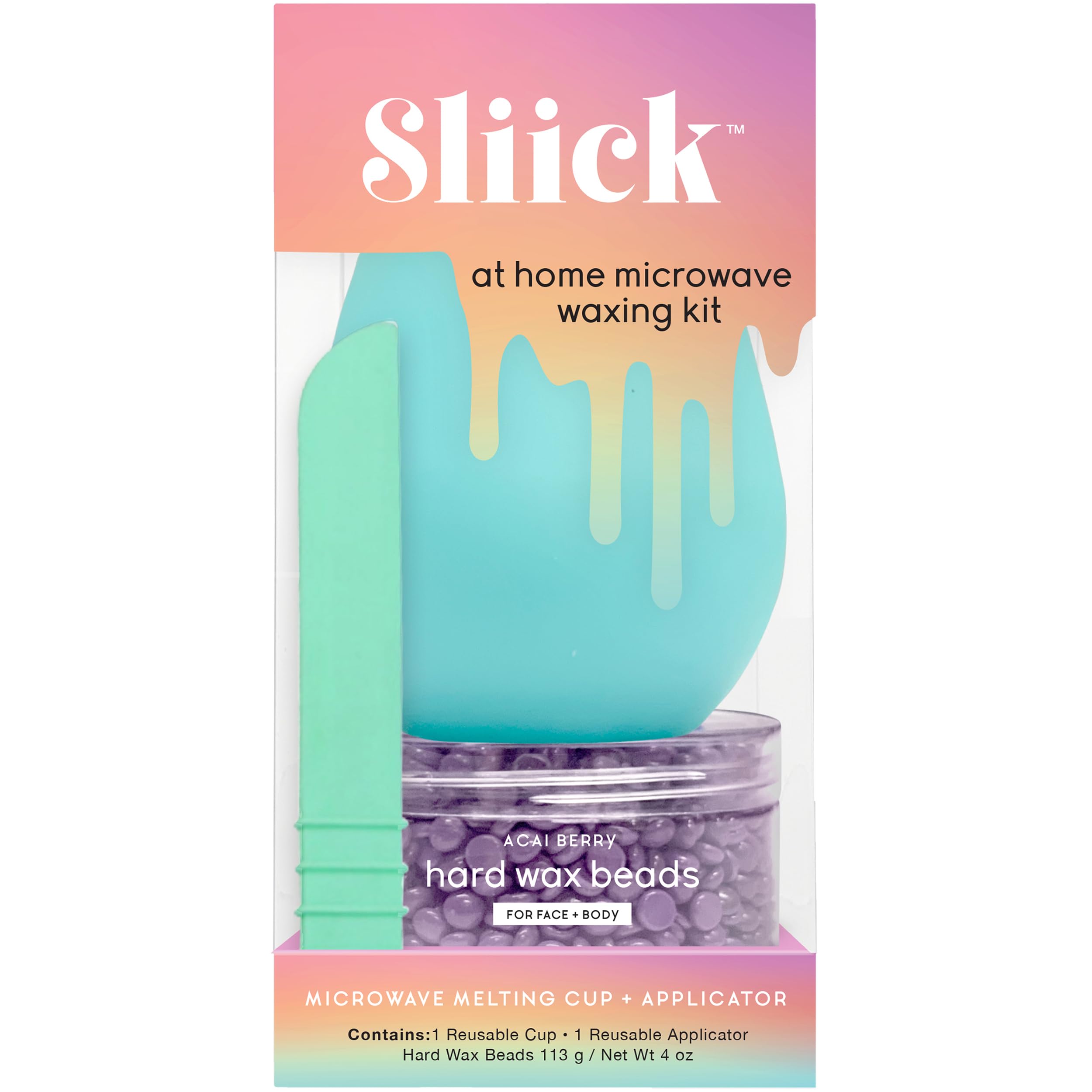 Sliick at-home waxing kit with acai beads for salon-quality waxing at home