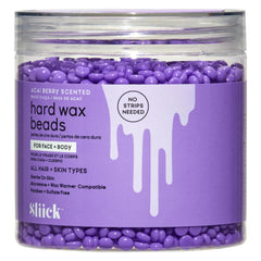 Sliick hard wax beads Acai Berry jar ready for at-home waxing sessions