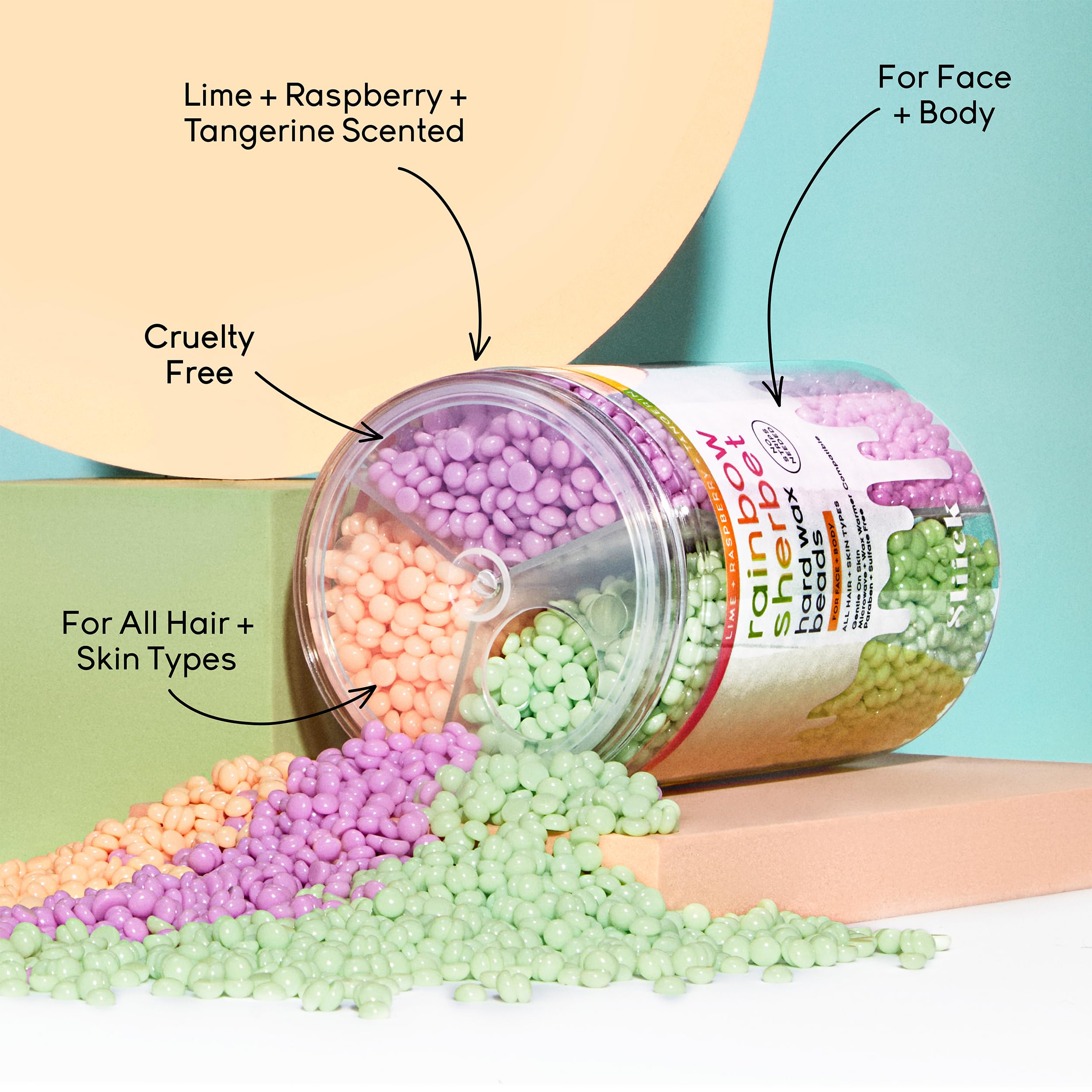 Sliick Rainbow Sherbet wax application close-up on skin.