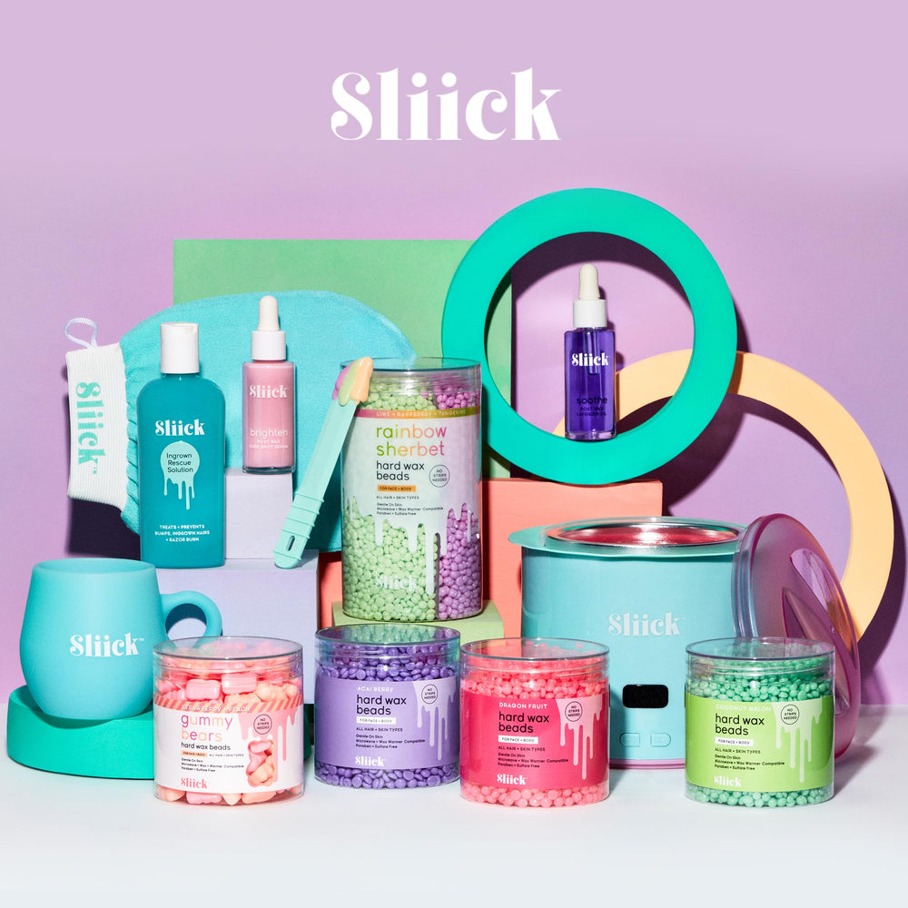 Sliick Rainbow Sherbet wax on sensitive skin for gentle hair removal.