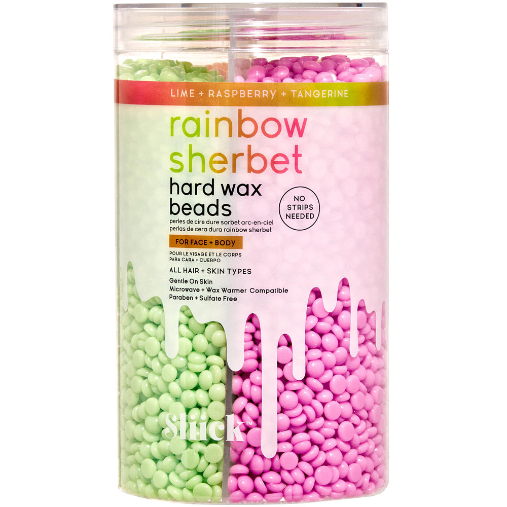 Sliick Rainbow Sherbet hard wax beads package shot for easy at-home waxing session.