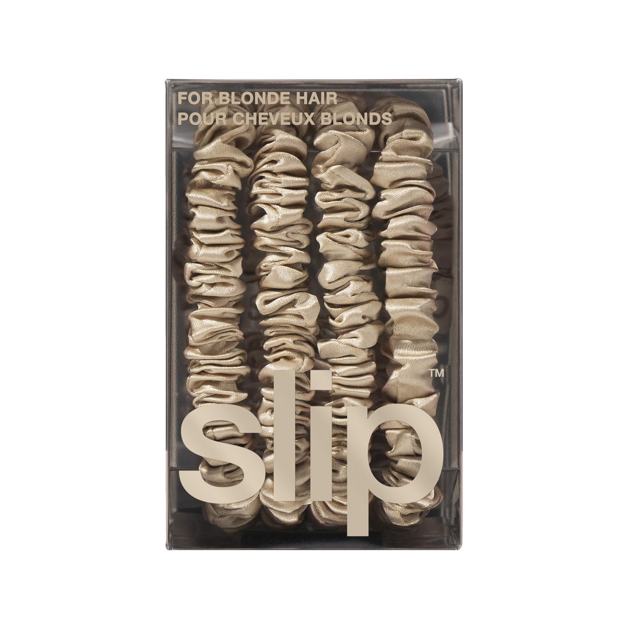 SLIP Blonde silk skinny scrunchies gift-ready set for styling gifts