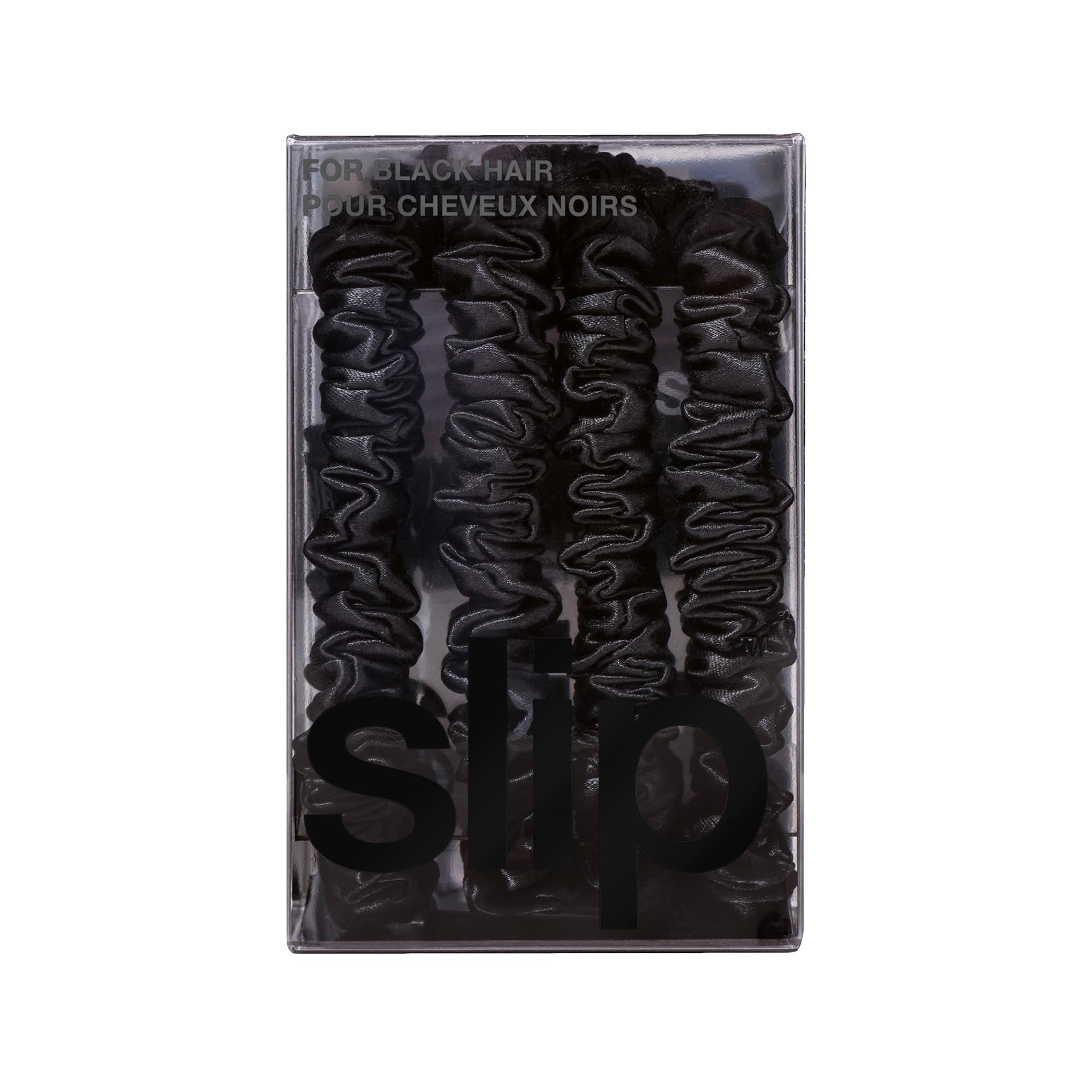 SLIP Silk Skinny Scrunchies negro regalo práctico para amantes del cuidado capilar.