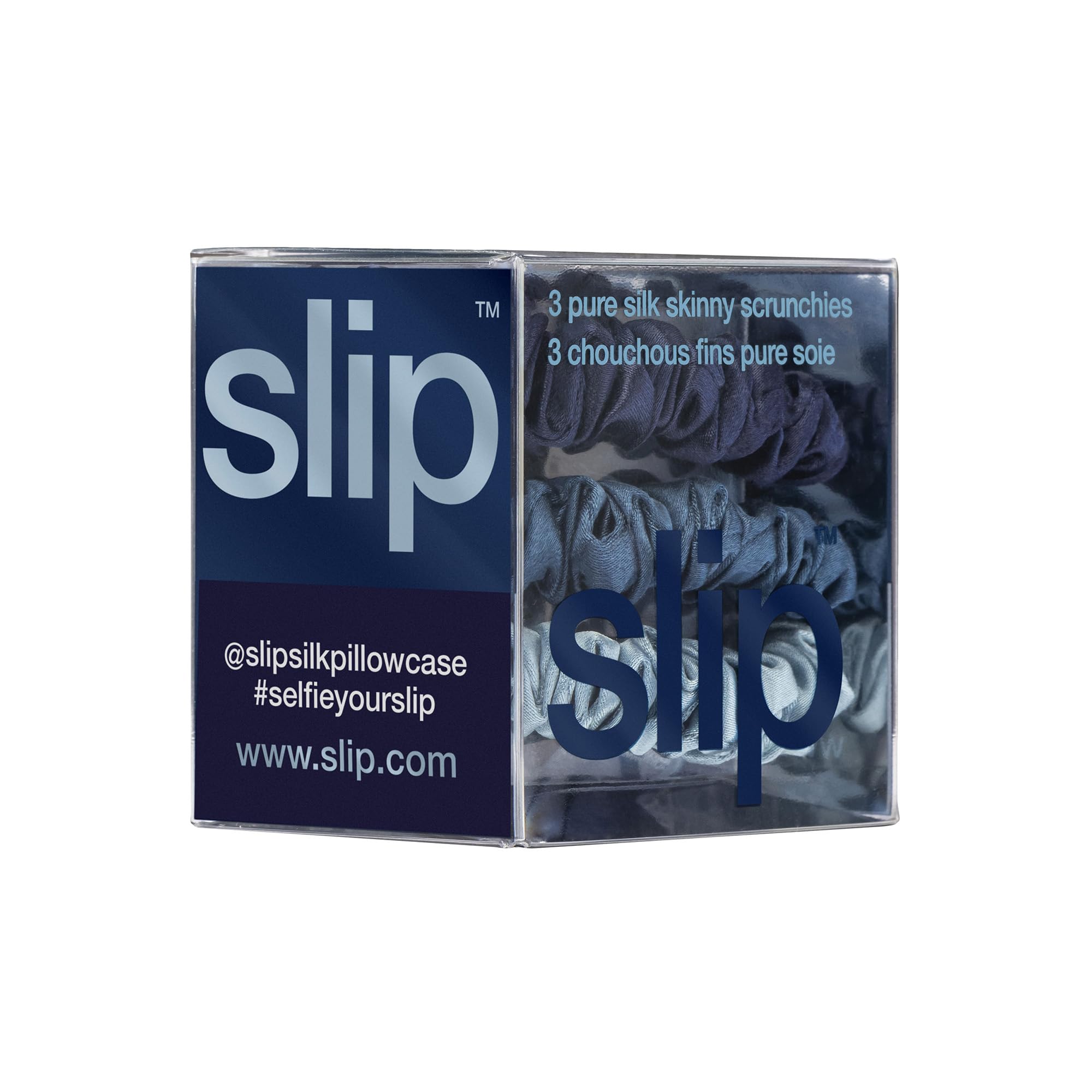 SLIP skinny scrunchie navy – anti-breakage protection for hair