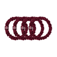 SLIP Skinny Scrunchies maroon closeup silk texture highlights slipsilk fibers for delicate-hair care
