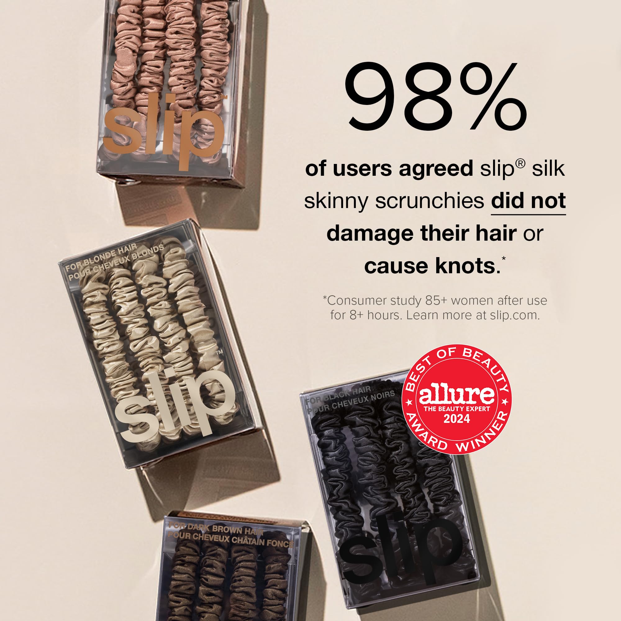 SLIP Skinny Scrunchies packaging highlights premium quality and the Amazon Exclusive collection.