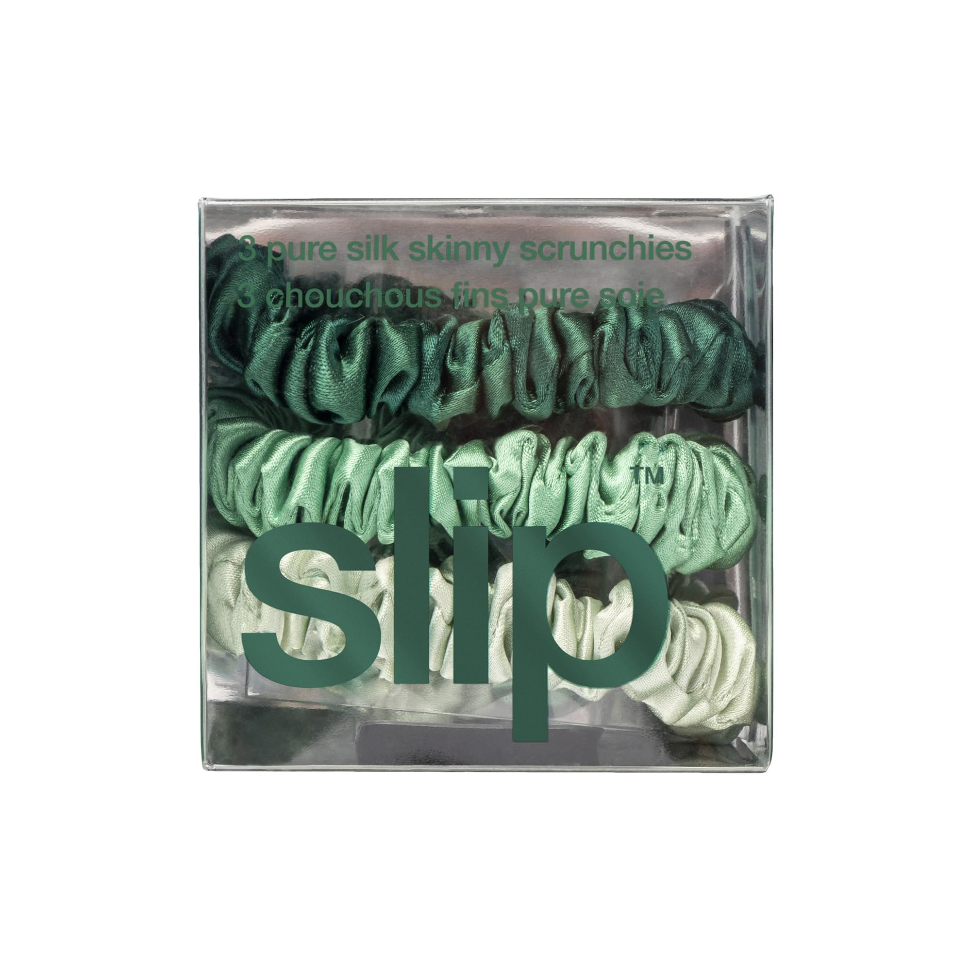 SLIP skinny scrunchies sage pack highlights lightweight silk for crease-free wear
