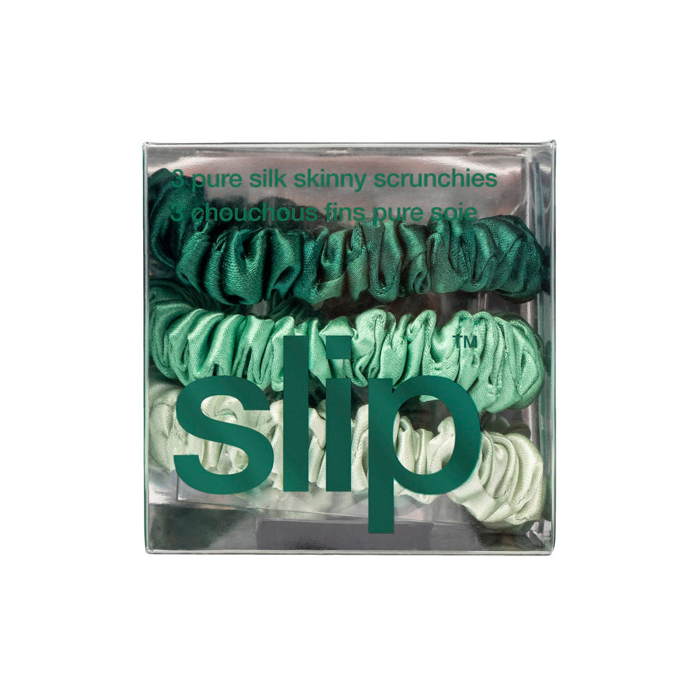 SLIP skinny scrunchies sage pack highlights lightweight silk for crease-free wear