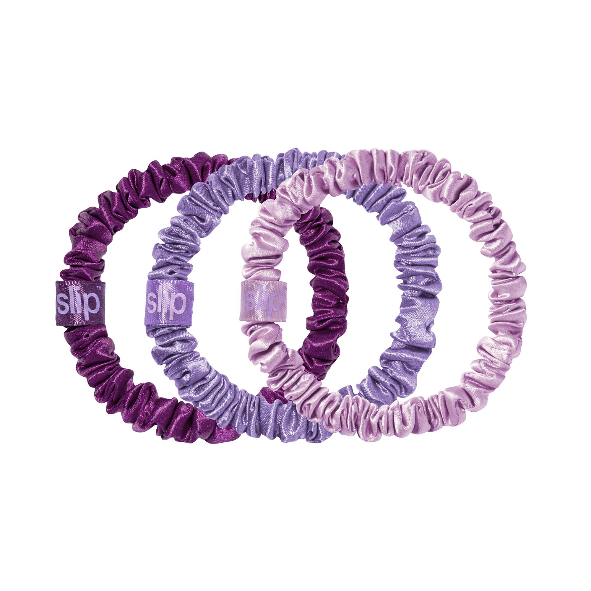 SLIP skinny scrunchies wildflower close-up shows slipsilk shine and gentle hold.