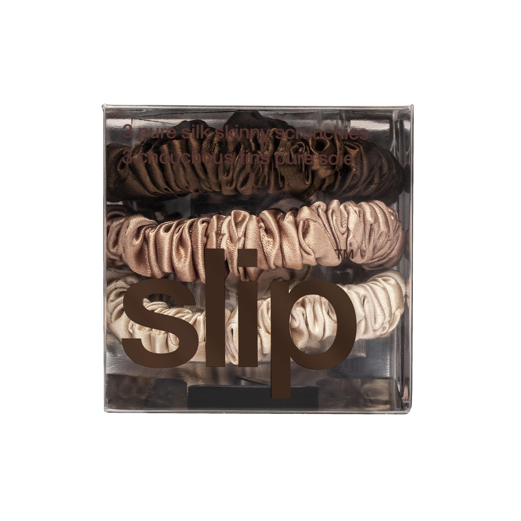 Slipsilk Amazon-exclusive skinny scrunchies blonde color shows subtle shine.