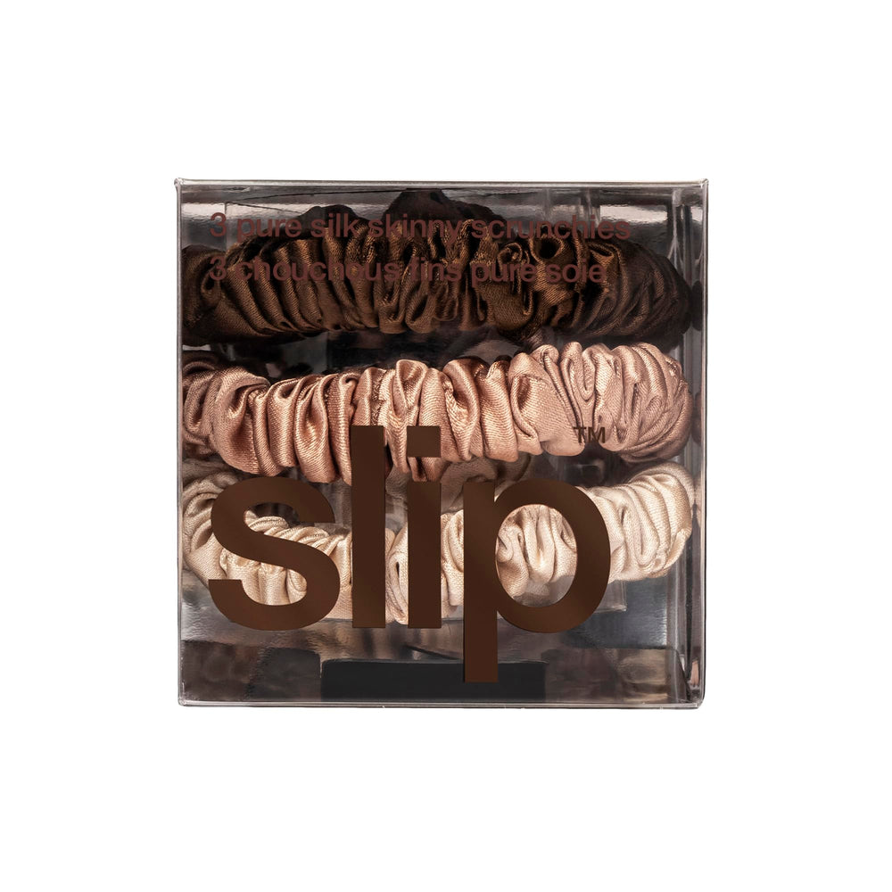 Slipsilk Amazon-exclusive skinny scrunchies blonde color shows subtle shine.