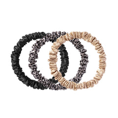 SLIP Skinny Scrunchies black close-up shows slipsilk texture and gentle crease-free hold