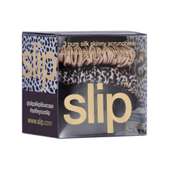 SLIP Skinny Scrunchies leopard close-up illustrates luxe styling with non-slip grip