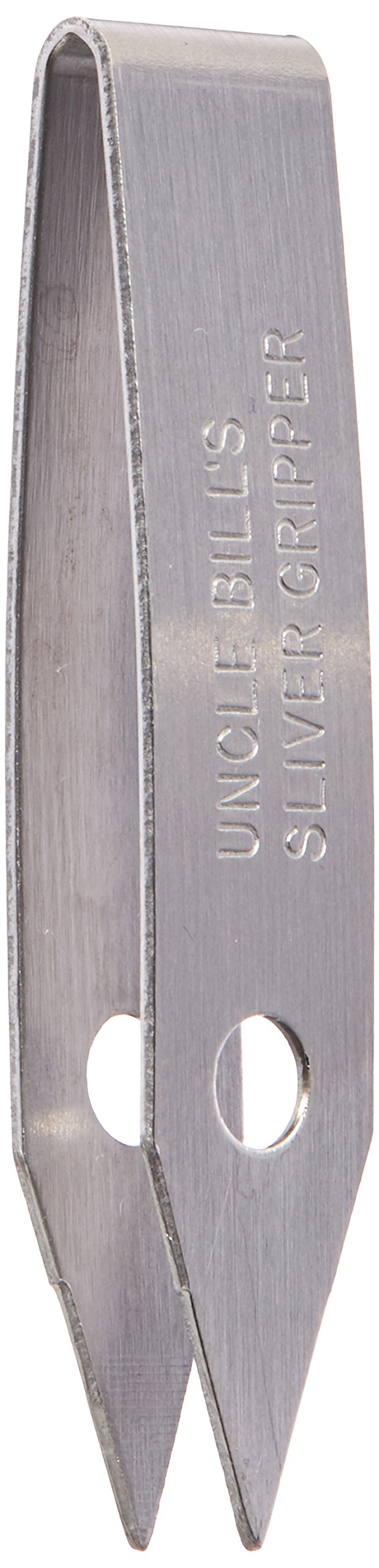 Sliver Gripper Uncle Bill's keychain tweezers close-up with precision-ground tips for tiny splinters.