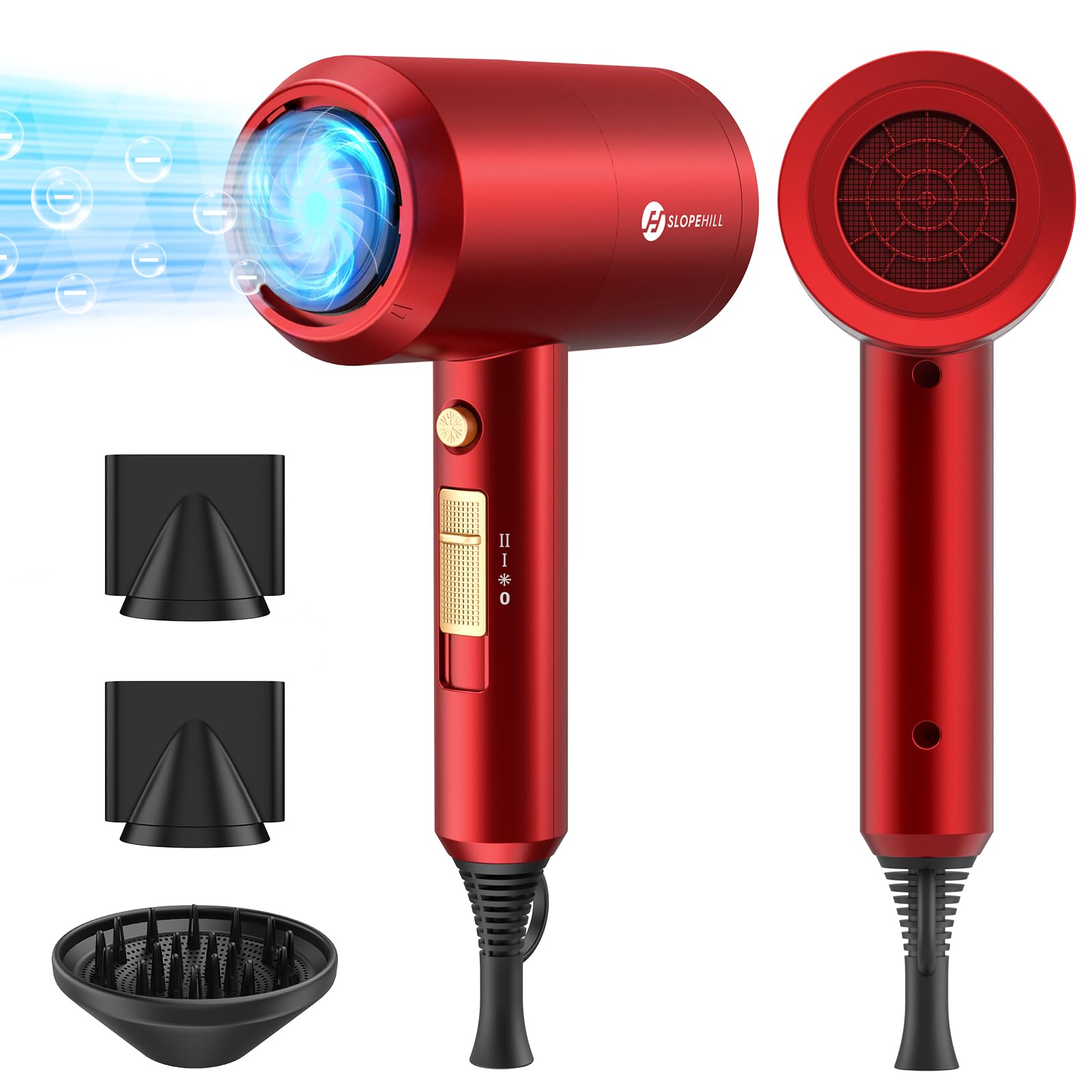 Slopehill Agate Red front view hair dryer with compact home-use design for quick, easy styling
