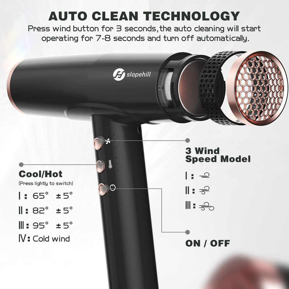 Slopehill bio-ceramic ion technology helps reduce static and boost shine