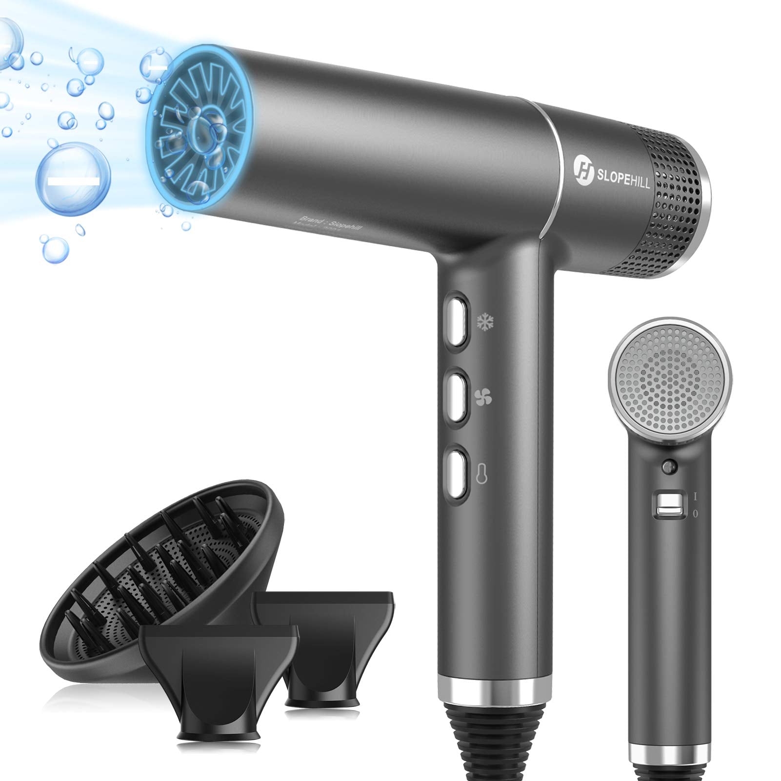 Slopehill hair dryer with 110000rpm motor delivers fast, salon-grade drying.