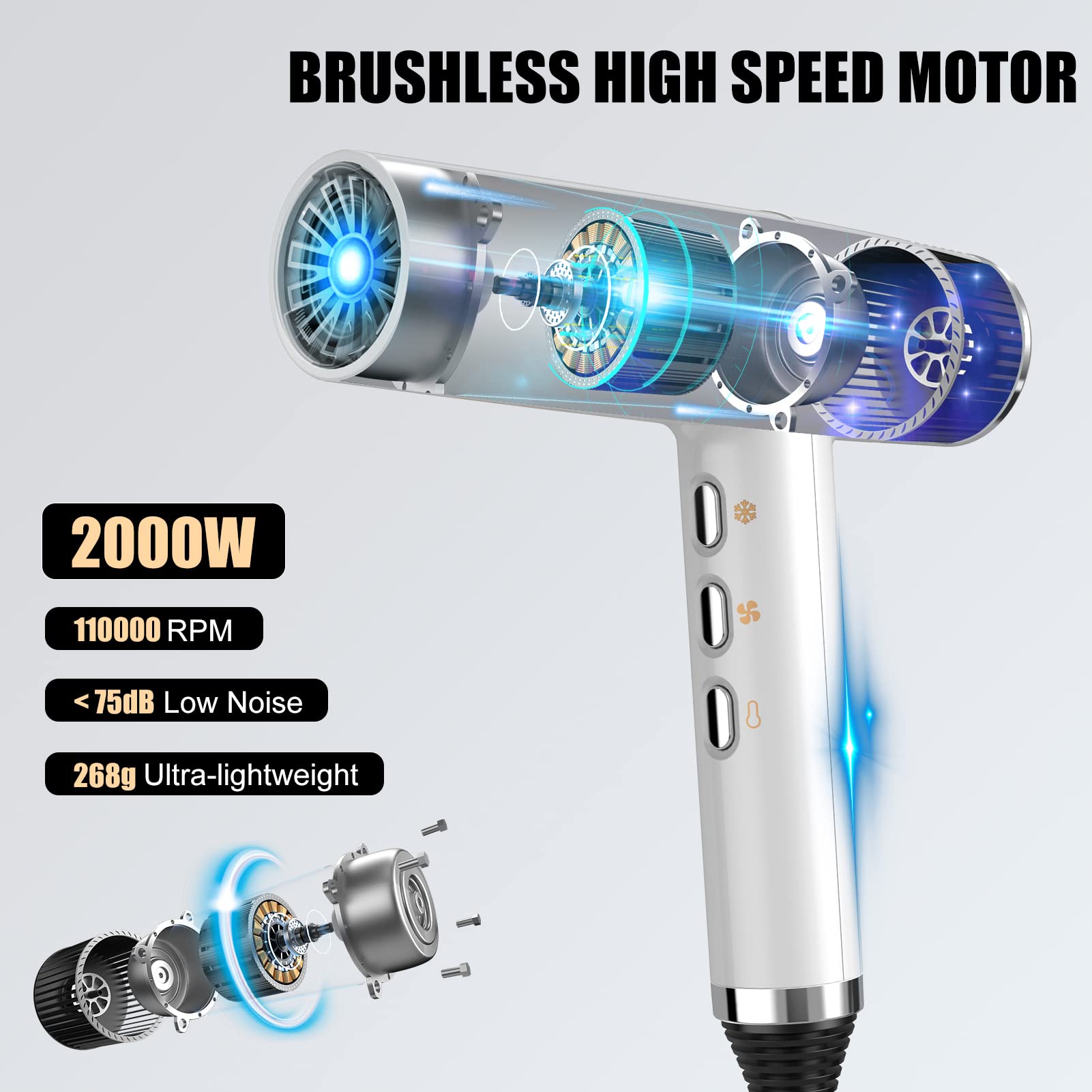 Slopehill hair dryer featuring intelligent fault diagnosis for easy maintenance.