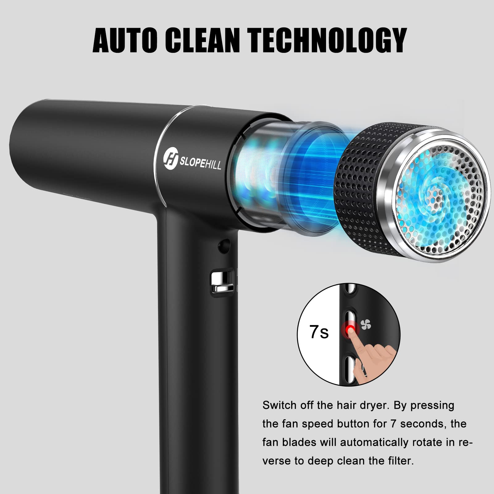 Slopehill hair dryer intelligent fault diagnosis helps troubleshooting during use.