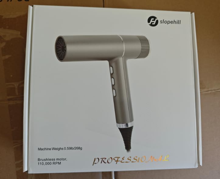 Slopehill hair dryer with ion emission releases millions of negative ions for smoother hair.