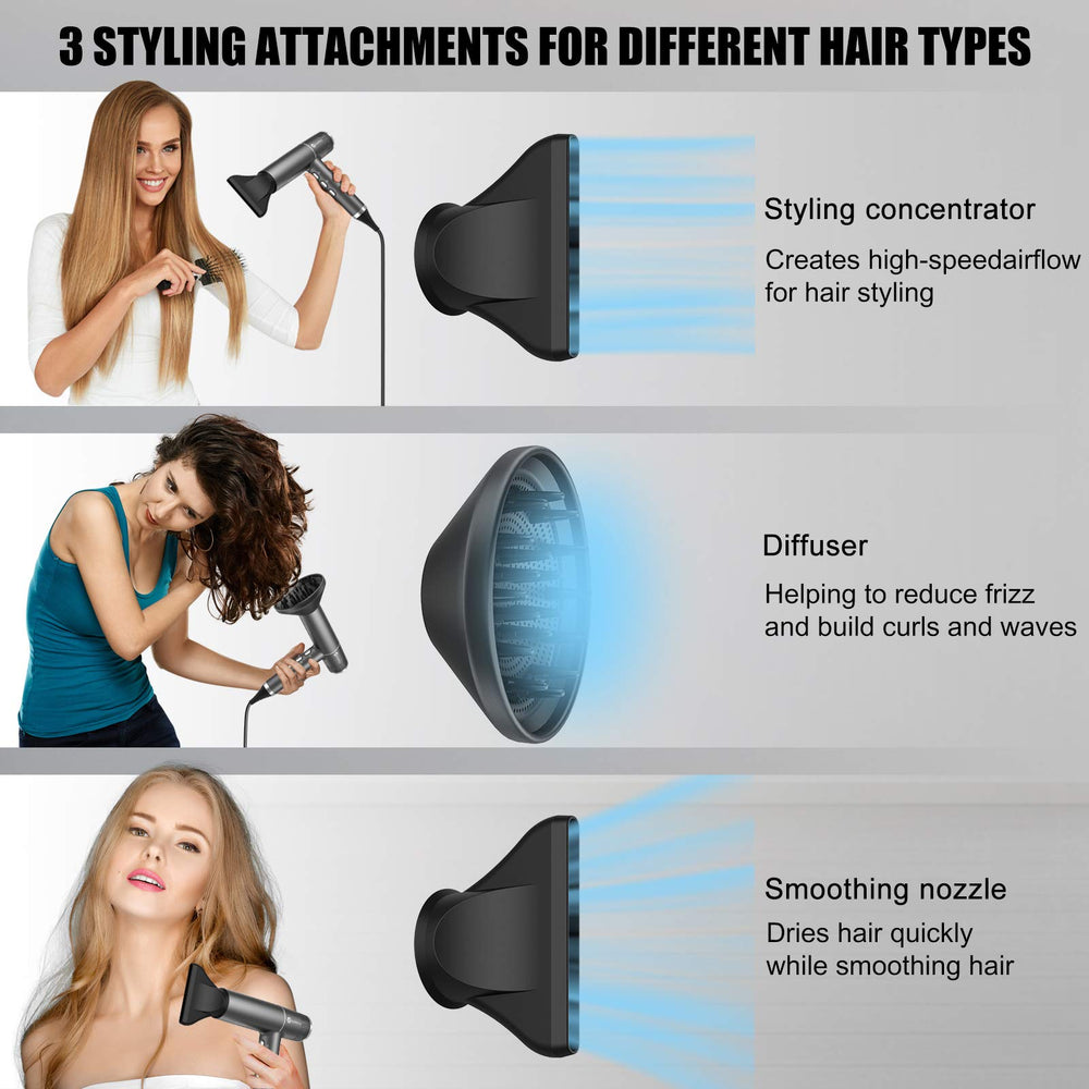 Slopehill hair dryer uses sinking-inlet to minimize hair suction during use.