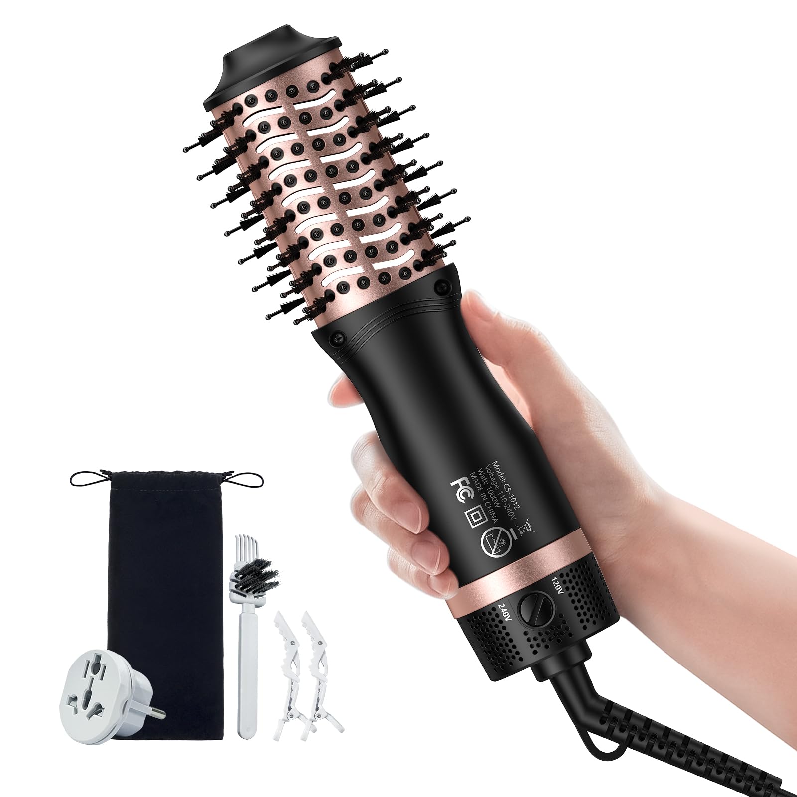 Slopehill mini travel dual voltage hair dryer brush compact oval barrel enables fast styling on the go