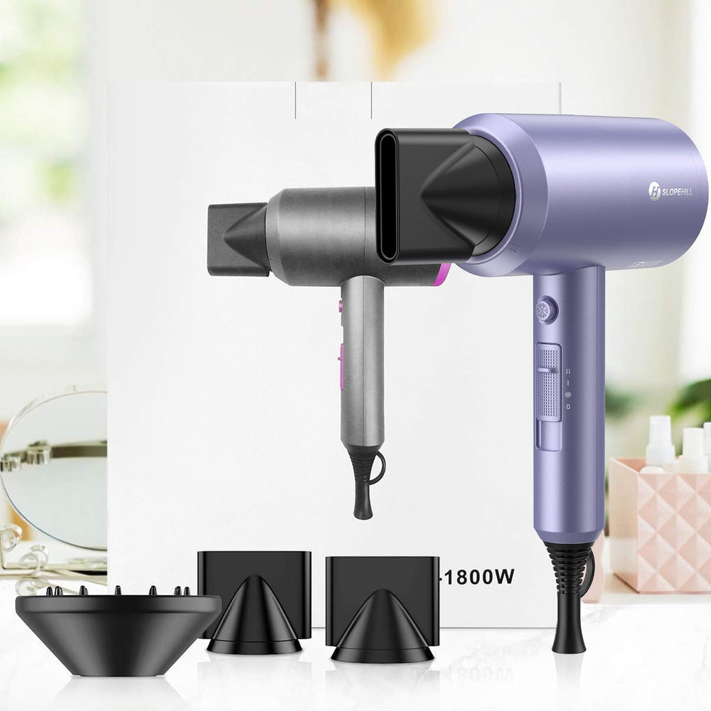 Slopehill professional ionic hair dryer close-up highlights lavender finish and durable build