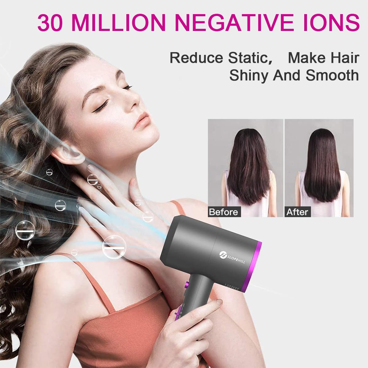 slopehill professional ionic hair dryer concentrator attachment enables precise straight styling.
