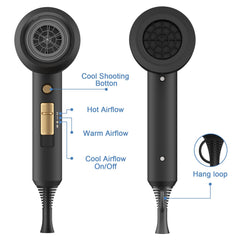 slopehill professional ionic hair dryer three-heat settings shown for versatile styling