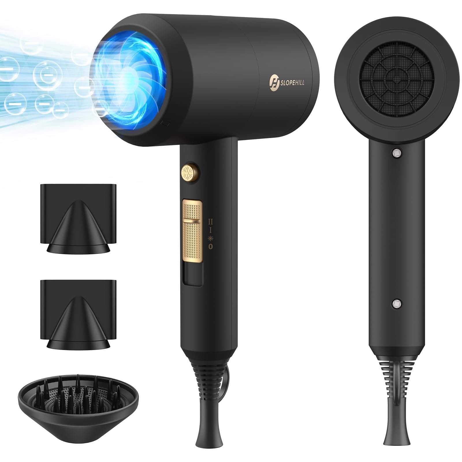 slopehill professional ionic hair dryer motor view shows high airflow for quick drying