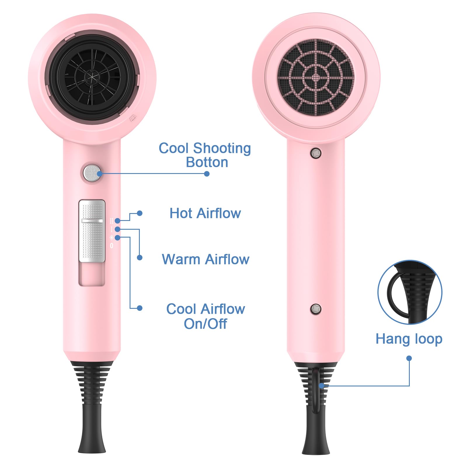 Slopehill professional ionic hair dryer pink concentrator nozzle for precise styling