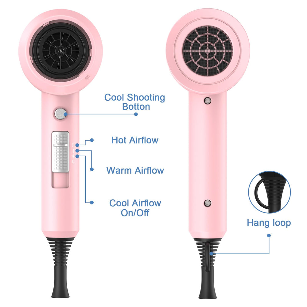 Slopehill professional ionic hair dryer pink concentrator nozzle for precise styling