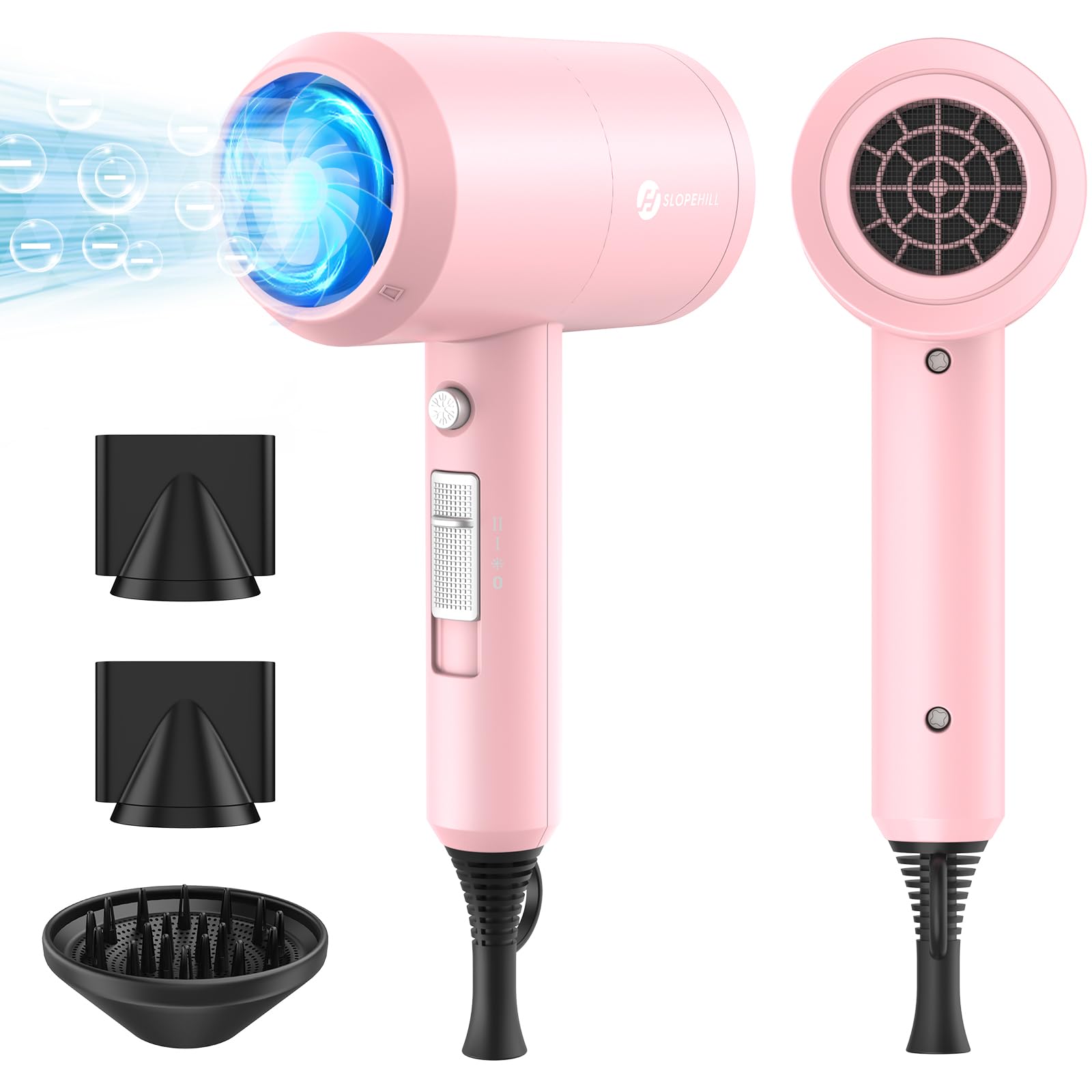 Slopehill professional ionic hair dryer pink front view for fast home styling