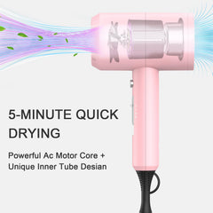Slopehill ionic hair dryer pink in-use highlights quick drying and smooth finish