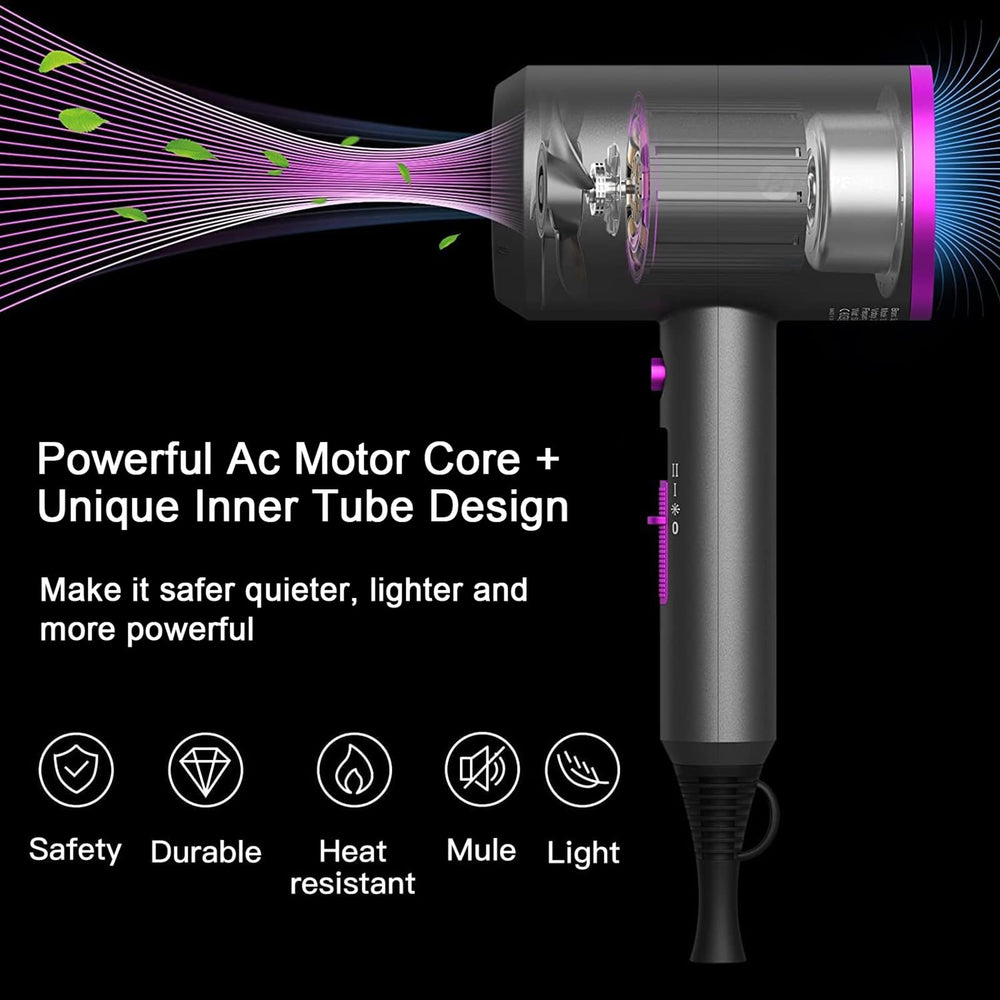 slopehill professional ionic hair dryer side view highlights compact design for travel.