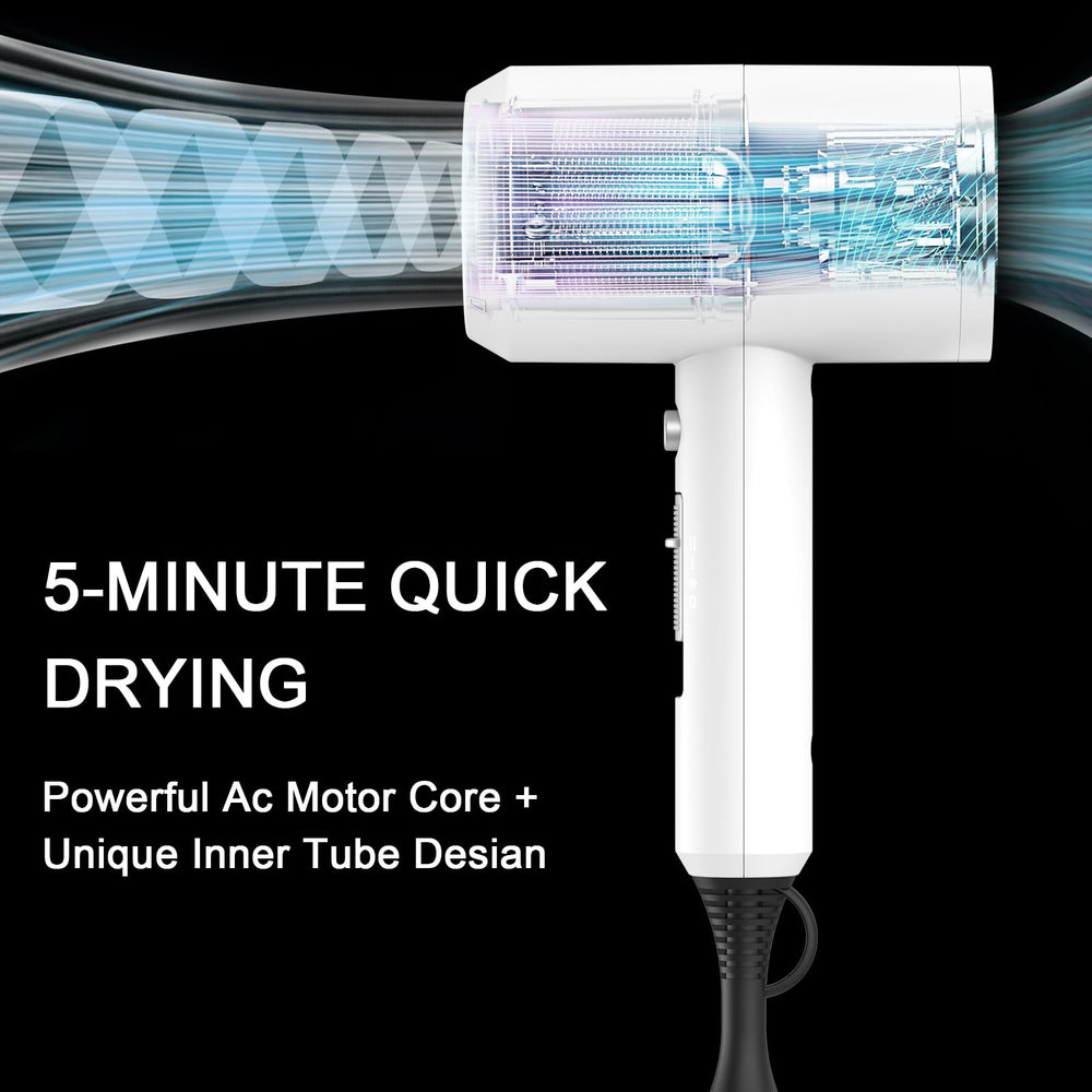 Slopehill Professional Ionic Hair Dryer top view emphasizes quiet operation and ergonomic grip