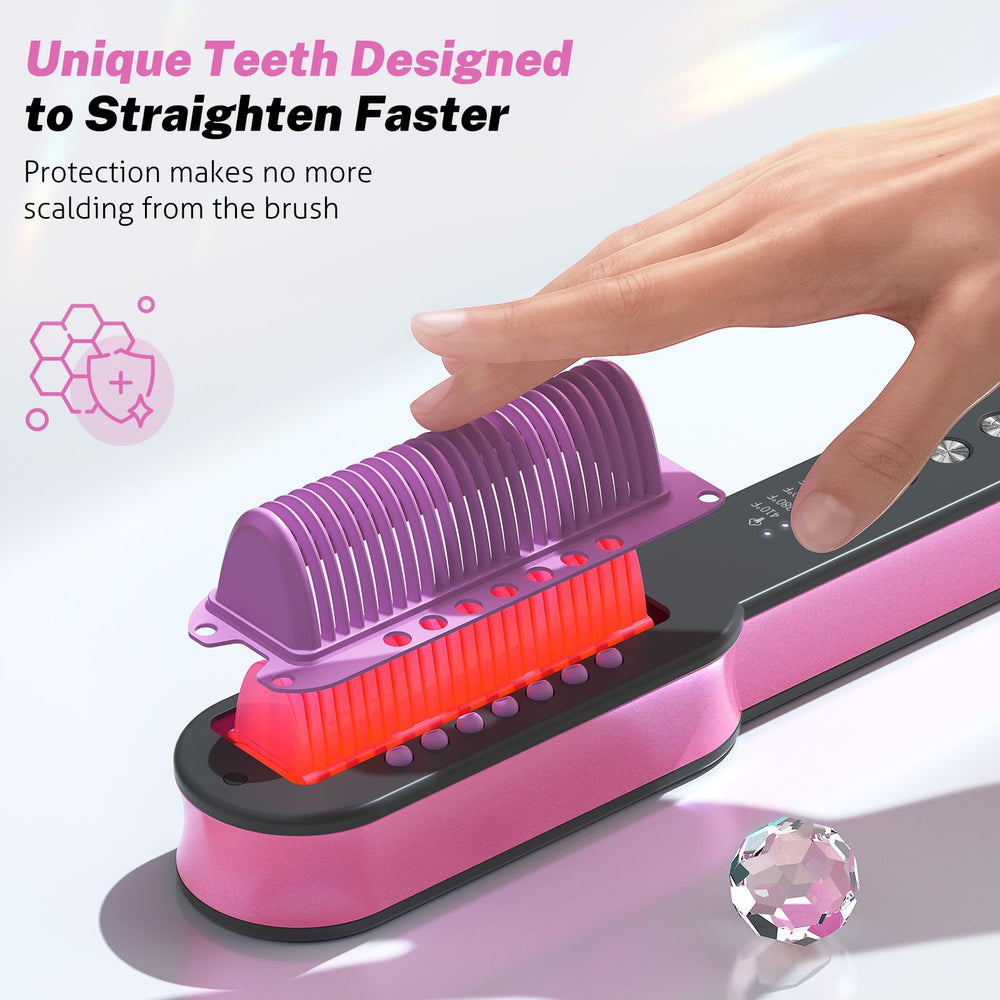 Slopehill Steam Hair Straightener Brush anti-scald design protects scalp during styling