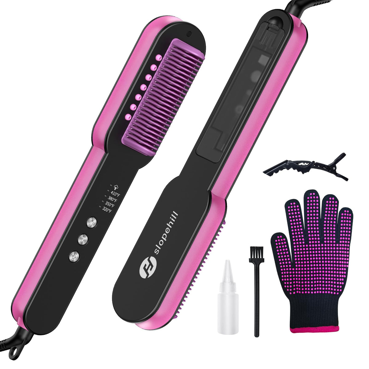 Slopehill Steam Hair Straightener Brush setup for easy styling and smooth results