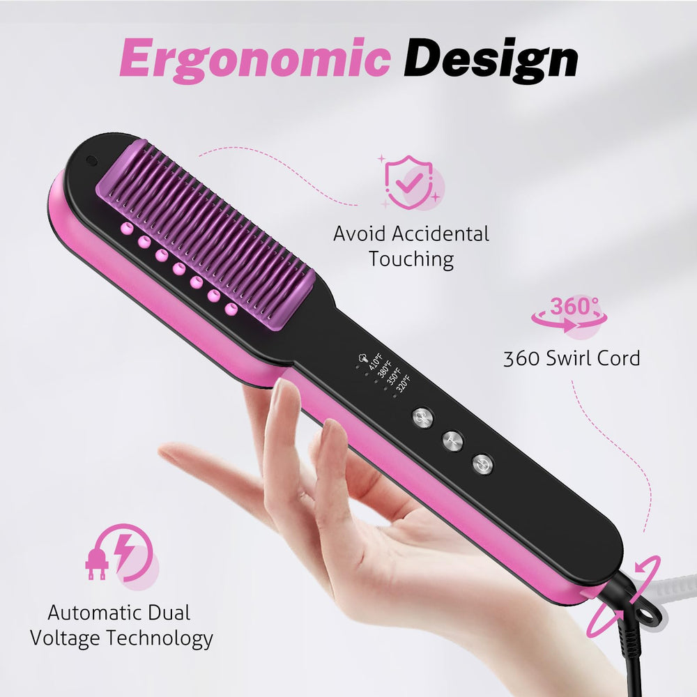 Slopehill Steam Hair Straightener Brush 360-degree swivel cord enables easy styling