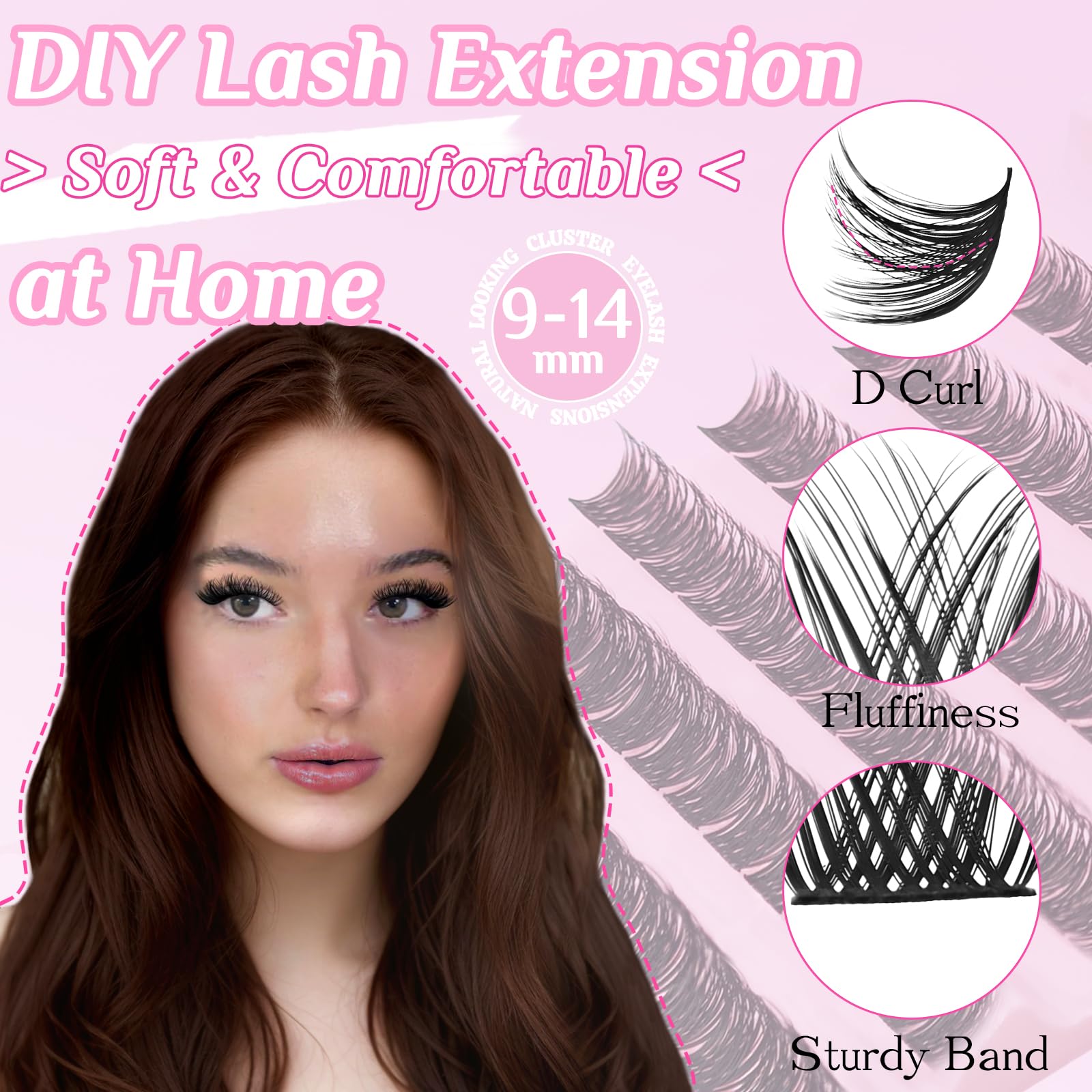 SLSXNL wispy lash clusters 10mm for gentle volume and versatile styling.