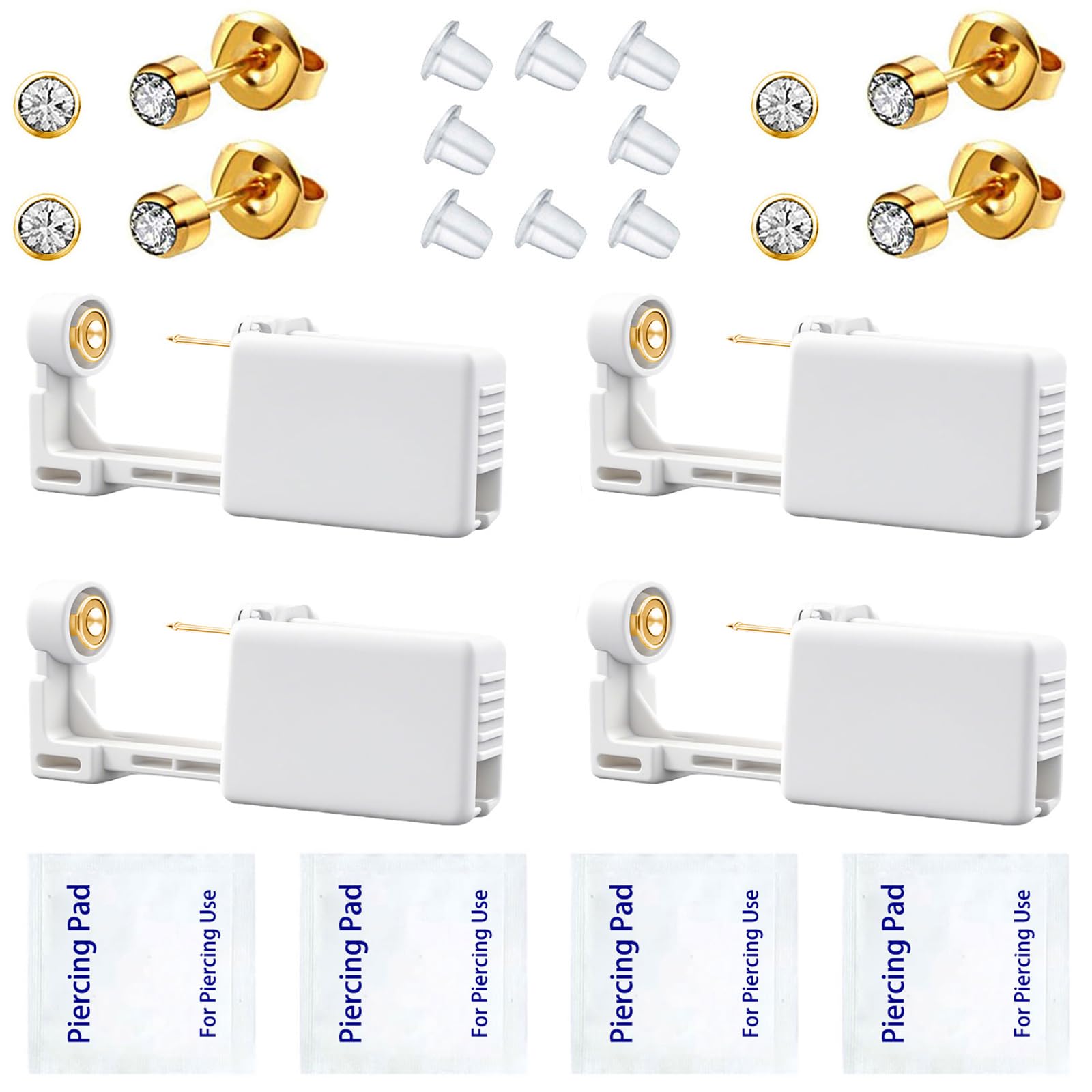 Kit SLVIEKAE de perforación de oreja dorado-blanco, ideal para uso en casa.