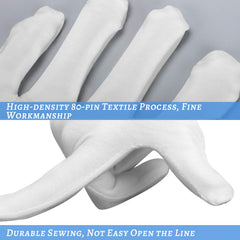 SLWJAXGT white cotton gloves close-up shows breathable fabric for gentle wear