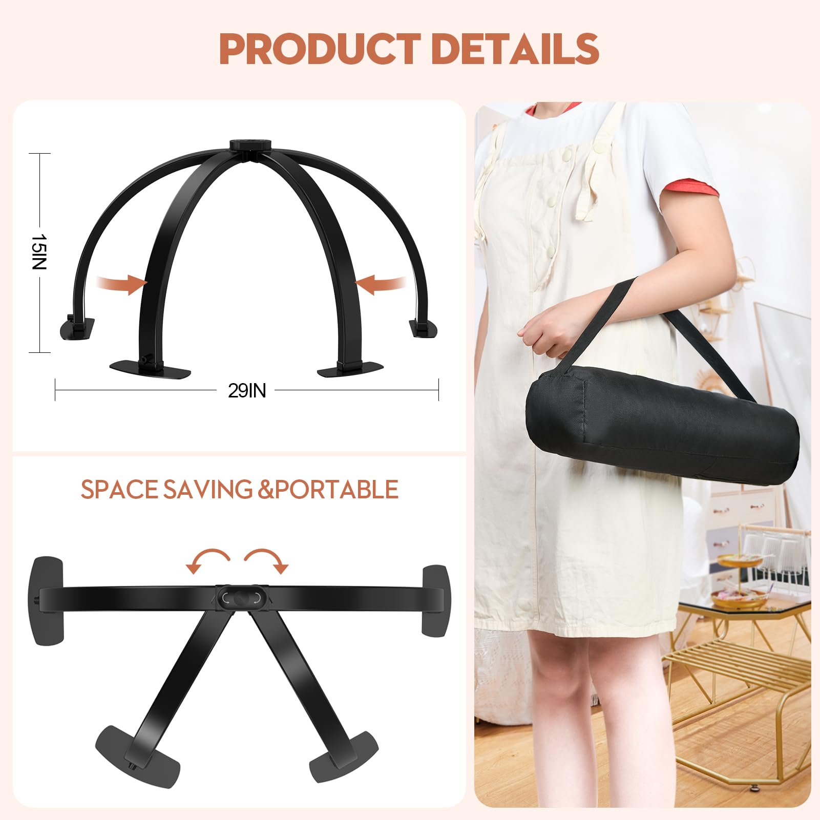 SLYFTE foldable arch light folds into a compact storage bag for easy transport.
