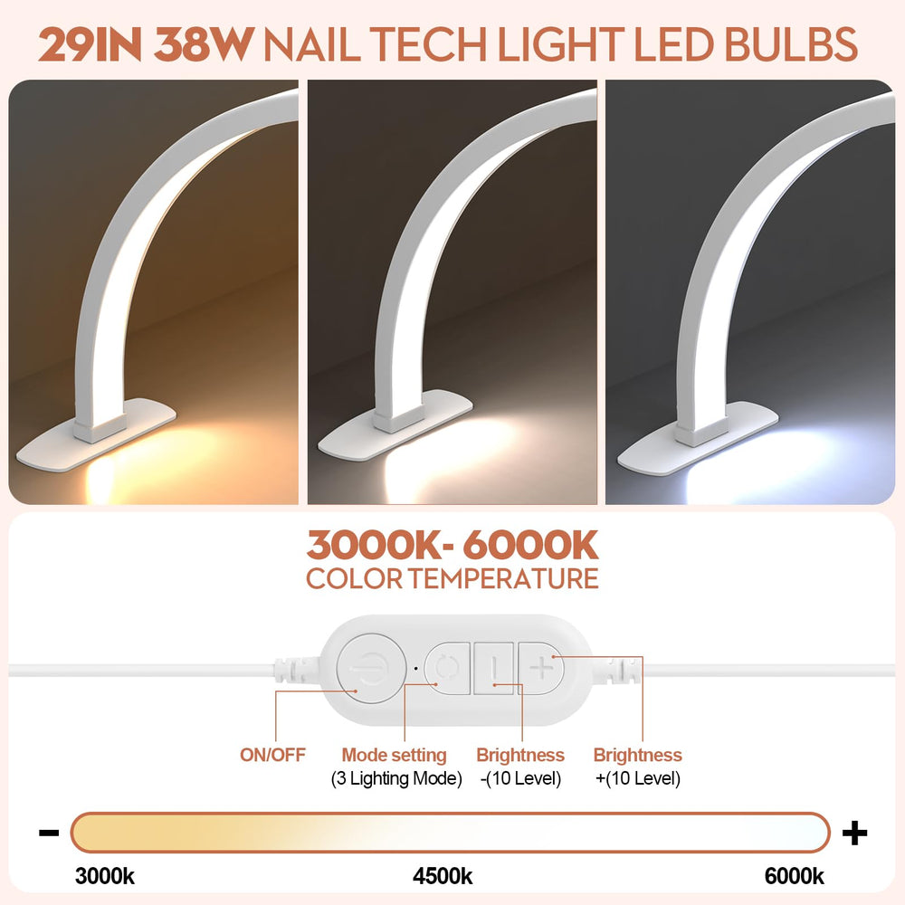 SLYFTE nail desk light offers 3 color temps for precise shading during manicures.