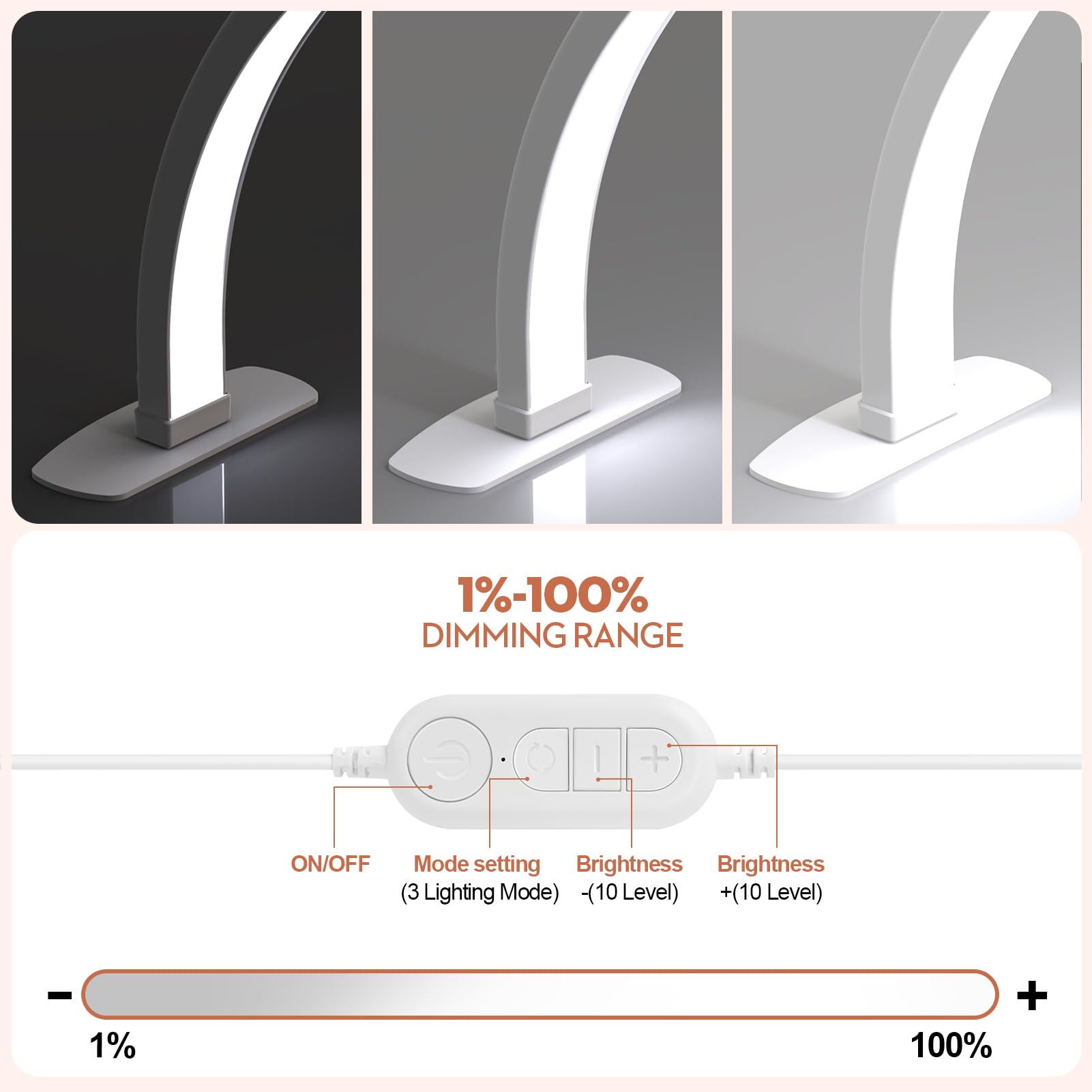 SLYFTE nail desk light with 3 color temps for versatile task lighting.